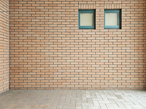 Minimal Brick Room Background with Two Windows.