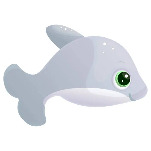 Vector illustration of Cute little dolphin cartoon character