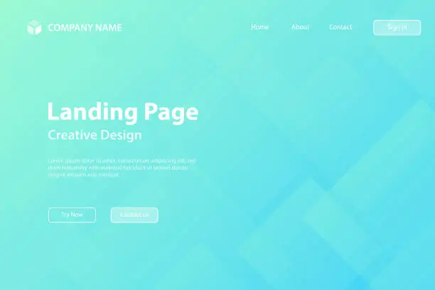 Vector illustration of Landing page Template - Abstract background with squares and Blue gradient - Trendy design