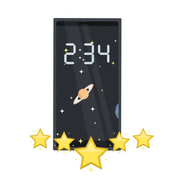 Vector illustration of Phone rating. Star rating of popularity