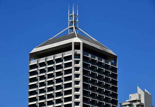 Brisbane, Queensland, Australia: Queensland Government office tower, 111 George Street, designed by Robin Gibson & Partners, managed by the Department of Housing and Public Works, Brisbane CBD.