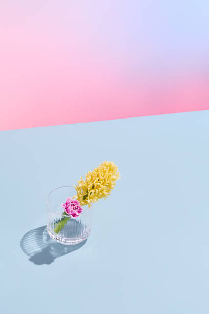 istock Soft pastel gradient with floral accent in a clear glass, evoking a serene spring day 1974729143