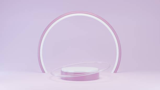 istock 3D Rendering pastel pink background with podium and circle round abstract glass 1974750647