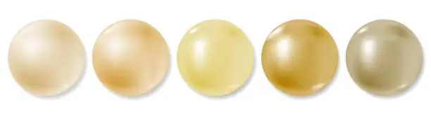 Vector illustration of Realistic gold ball or pearl or bead clipart set