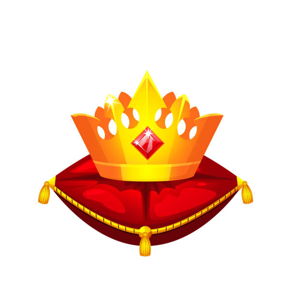 istock Royal Golden Crown on Red Velvet Pillow. Vector illustration 1974761790