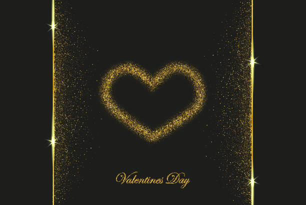 istock Gold dust on black background, Valentine s day poster design on black background with gold dust elements 1974780906