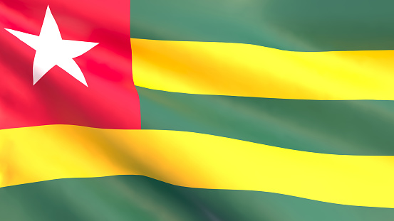 3D render - the national flag of Togo fluttering in the wind.
