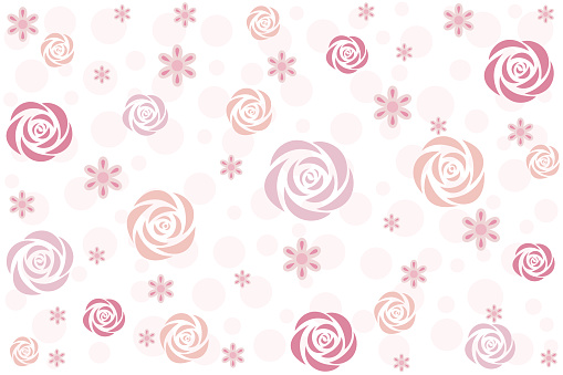 Illustration, pattern abstract of pink rose flower with circle on white background.