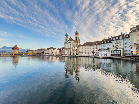 The Kapell Bridge (Kapellbrücke) and Jesuit Church (Jesuitkirche) are the most famous monuments in Lucerne. The wooden bridge and the stone water tower are still intact today and organ recitals are given in this baroque style church