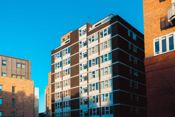 Old council tower block in London , UK