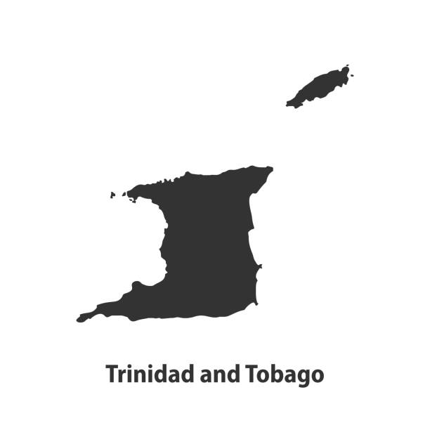 High Quality Silhouette Map Isolated on White Background High Quality Silhouette Map Isolated on White Background trinidad tobago map stock illustrations