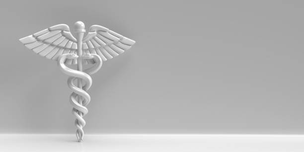 istock White caduceus symbol. 1974869717
