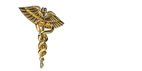 Golden 3d medical logo icon isolated on white background - 3D render