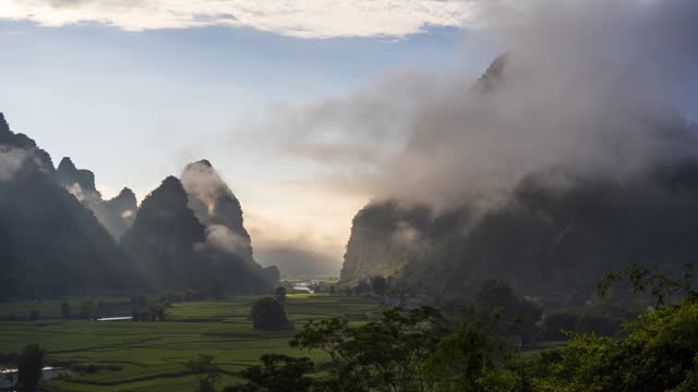 Time lapse of a Beautiful mountain landscape in Phong Nam, Vietnam