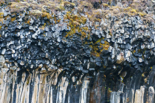 Basalt columns in Svartifoss waterfall Skaftafell national park in Iceland stock photo