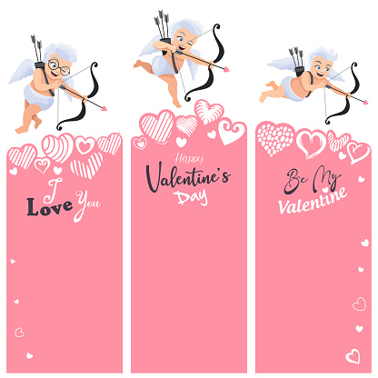 Valentine's Day vertical banners. Valentine's Day concept, vertical banners set.