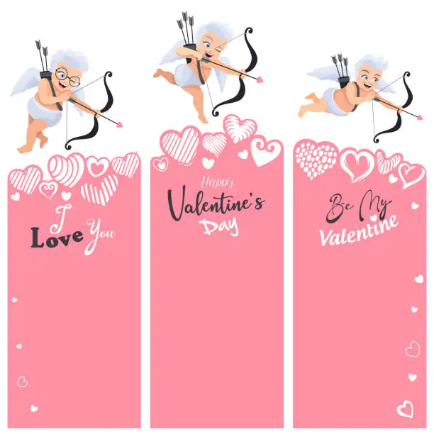 Vector illustration of Valentine's Day vertical banners.