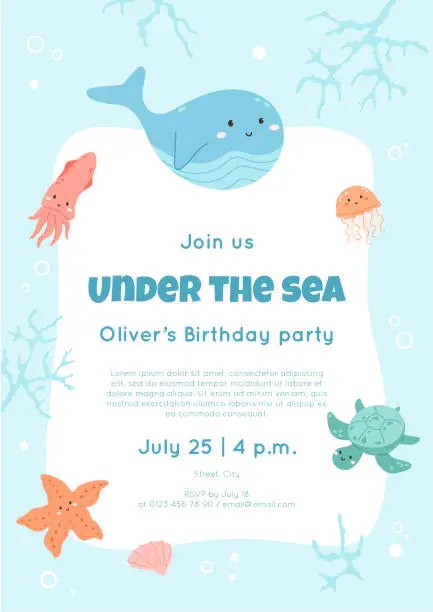 Vector illustration of Invitation template to a children's birthday party.
