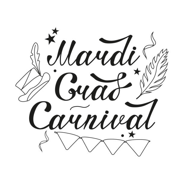 vector lettering for the mardi gras carnival in the doodle style. mardi gras party design on a white background. - tłusty czwartek stock illustrations