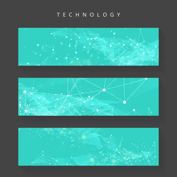 Vector illustration of Green techno banners