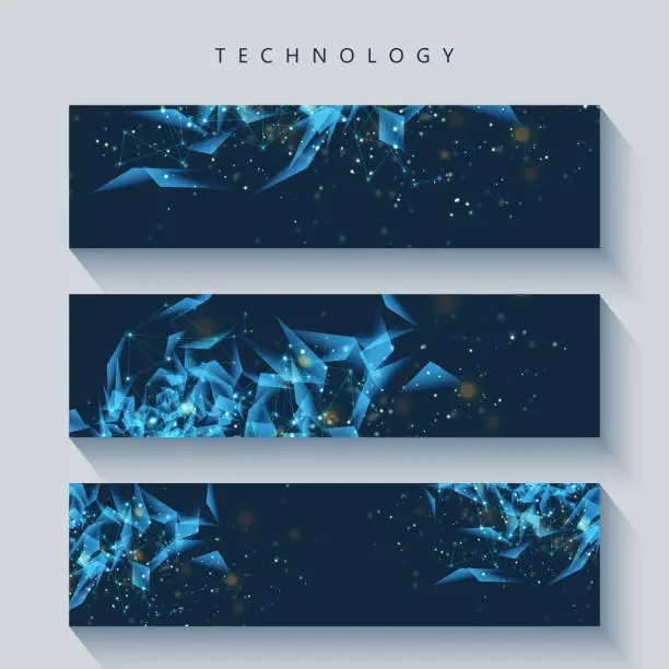Vector illustration of Set of modern scientific banners. Modern futuristic virtual abstract background