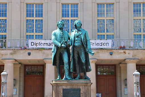 Weimar, Germany - June 2nd 2022: The View of Goethe–Schiller Monument