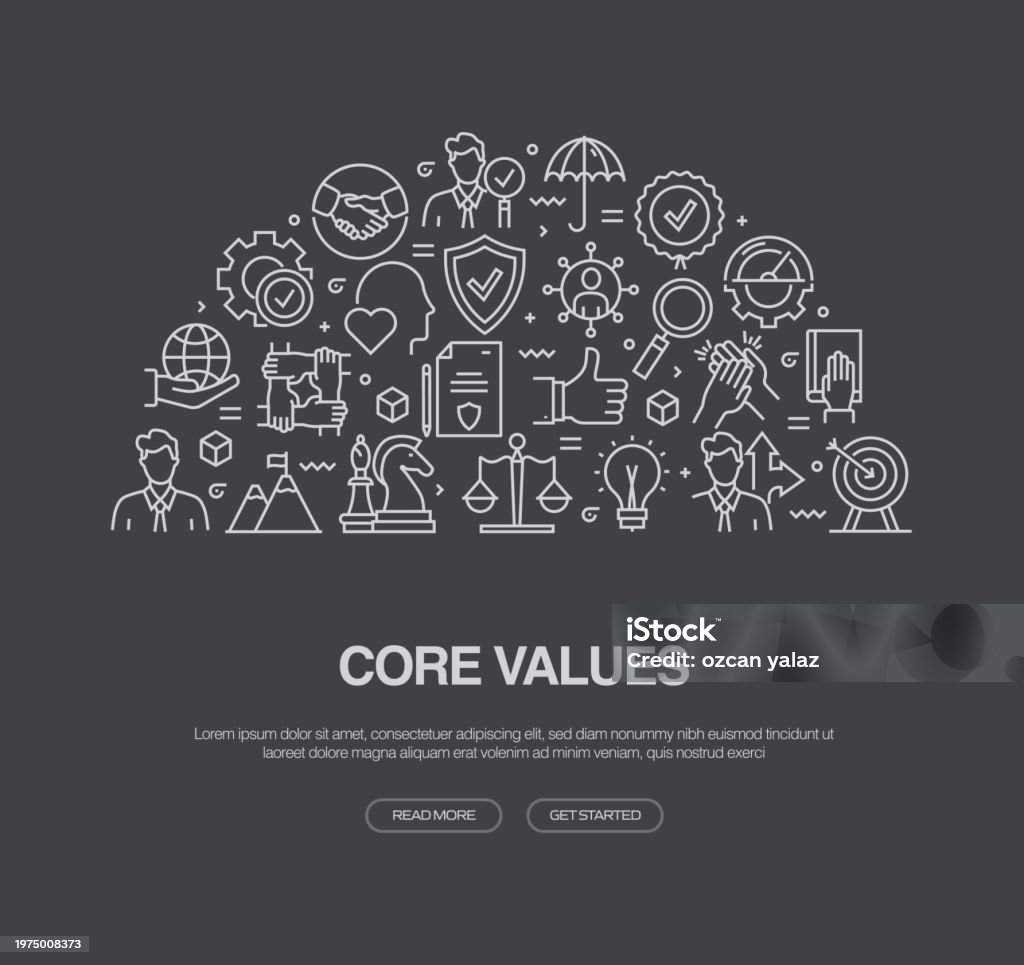 Core Values Related Vector Banner Design Concept Global Multisphere ...