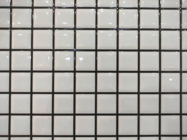 istock Classic White Ceramic Tiles with Black Grout 1975020142