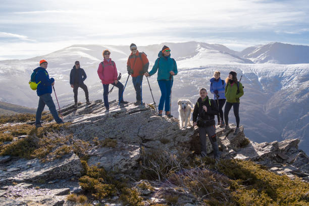 istock Hiking Group with Dog on Alto de las Catifas, Granada 1975048778