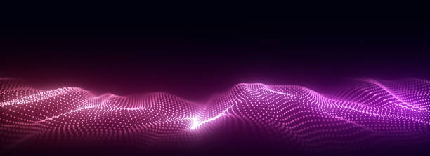 istock Abstract technology wave with motion glowing dots. Dark cyberspace in digital background. Connection big data. Futuristic wireframe texture. Dynamic analysis a network connection. 3D rendering. 1975054895