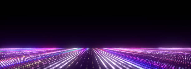 istock Abstract texture with circles. Matrix background. Motion dots in cyberspace. Halftone illustration. Technology background with data algorithms. Hacked security particles pattern. 3D rendering. 1975054898