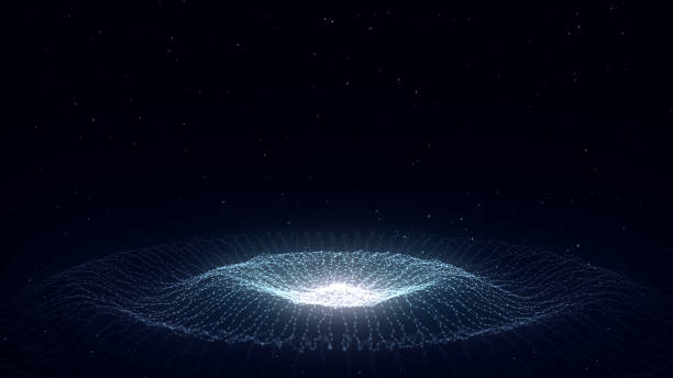 istock 3D abstract circle music wave with dots and lines. Futuristic technology background. Graphic effect network connection data. Glowing round sound with dark cyberspace. 3D rendering. 1975055464
