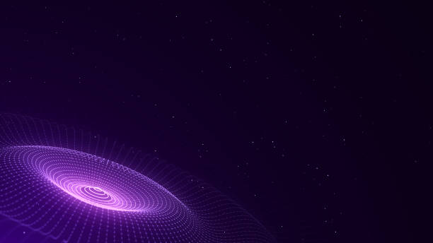 istock 3D abstract circle music wave with dots and lines. Futuristic technology background. Graphic effect network connection data. Glowing round sound with dark cyberspace. 3D rendering. 1975055485