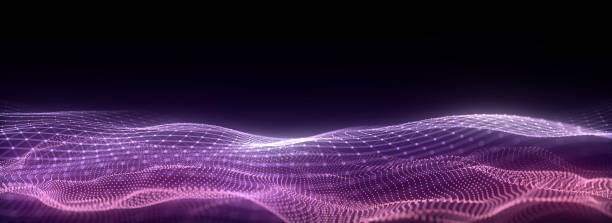 istock Dark cyberspace in digital background. Abstract technology wave with motion glowing dots and lines. Connection big data. Futuristic wireframe texture. Analysis a network connection. 3D rendering. 1975056619
