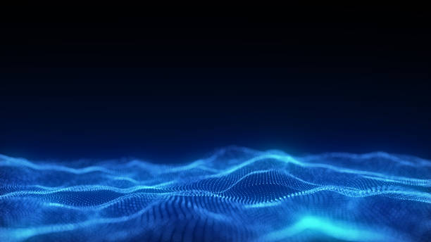 istock Abstract technology wave with motion glowing dots. Dark cyberspace in digital background. Connection big data. Futuristic wireframe texture. Dynamic analysis a network connection. 3D rendering. 1975058943