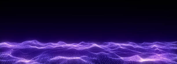 istock Abstract technology wave with motion glowing dots. Dark cyberspace in digital background. Connection big data. Futuristic wireframe texture. Dynamic analysis a network connection. 3D rendering. 1975058948