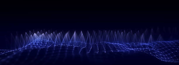 istock Dark cyberspace in digital background. Abstract technology wave with motion glowing dots and lines. Connection big data. Futuristic wireframe texture. Analysis a network connection. 3D rendering. 1975060226