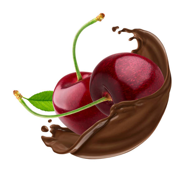 istock Cherry in chocolate splash isolated on white background 1975096324
