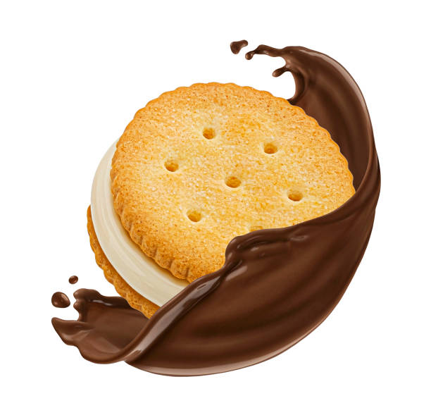 istock Sandwich cookie and chocolate splash isolated on white background 1975096328