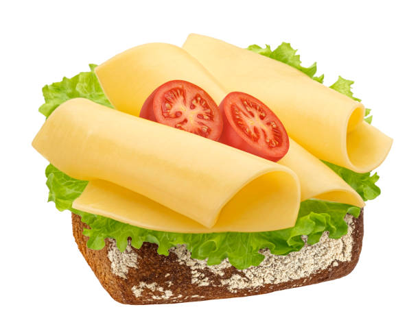 istock Gouda slices on rye bread isolated on white background 1975098522