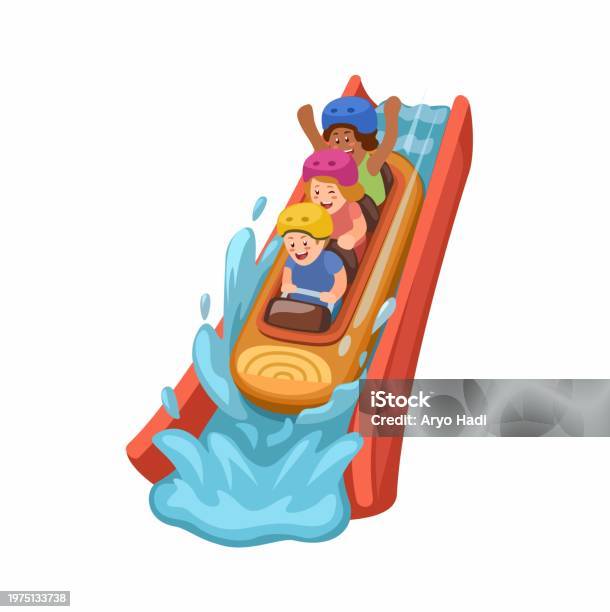 Trolley Ride Cartoon Water Coaster Ride Cartoon Illustration Vector Stock Illustration ...