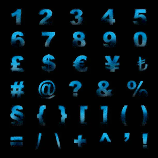 Vector illustration of Half Tone Numbers and Symbols