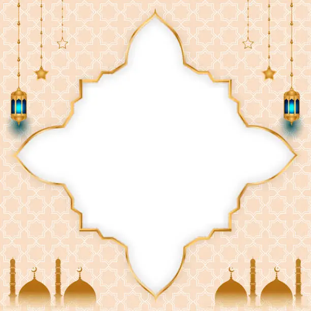 Vector illustration of Eid Mubarak White and Blue Luxury Islamic Background with Decorative Ornament Pattern
