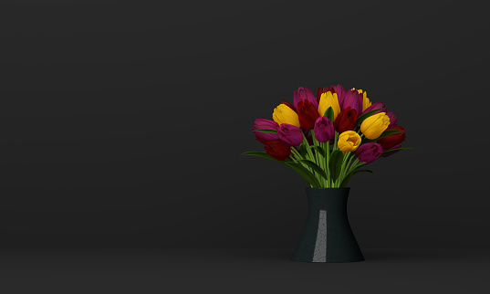 abstract colorful tulip as bunch of flowers - 3D Illustration