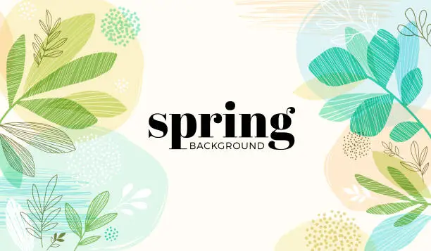 Hand Drawn Spring Leaves Background Hand Drawn Spring Leaves Background