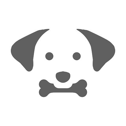 Simple Minimalist Cute Dog Bit Bone Face for Pet Clinic Illustration Design Vector