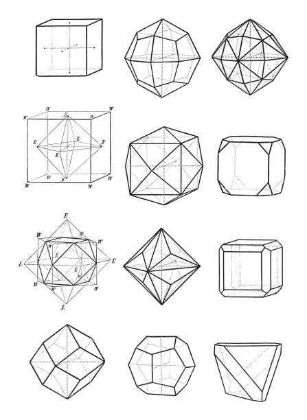 istock Crystal forms of various minerals - Vintage engraved illustration isolated on white background 1975201633