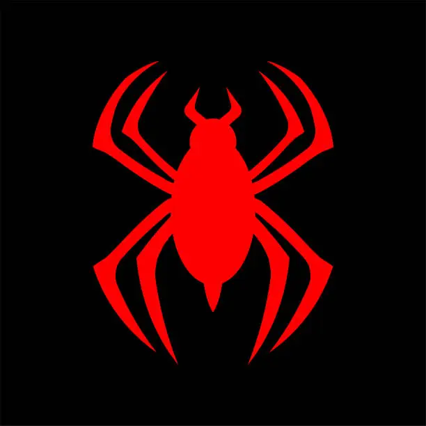 Vector illustration of Simple Minimalist Red Spider Illustration Design