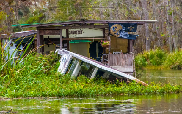 New Orleans,  Louisiana - November 27, 2011: Sandy House Broken Down by River Hurricane Sandy, USA