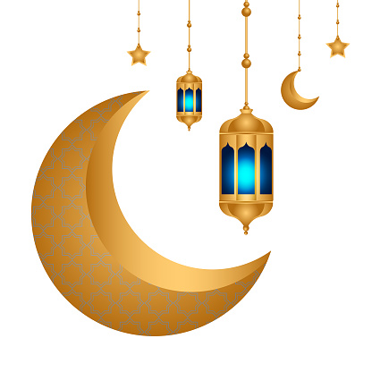 Ramadan kareem decoration with golden islamic lamp ornment